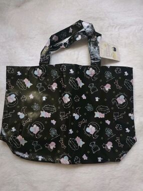 Sanrio Black Tote with Pastel Pink and Pastel Blue Character Prints
